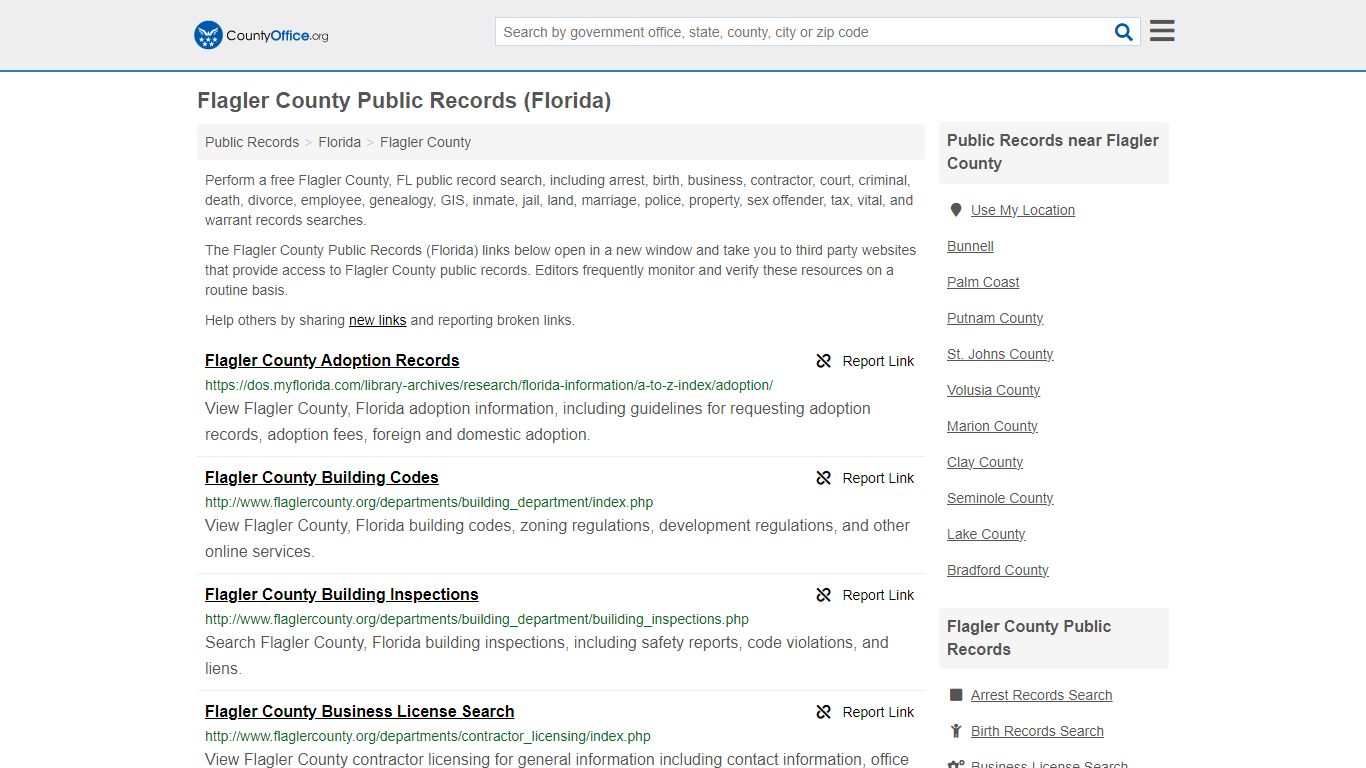 Public Records - Flagler County, FL (Business, Criminal, GIS, Property ...